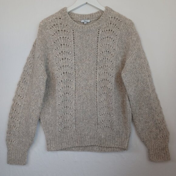 Rails Sweater Mara Teddy Crew Neck Pullover Alpaca Wool Blend Pointelle Knit Med - Picture 9 of 10